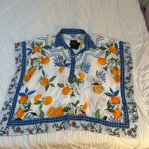 John Mark Blue and Orange Patterned Top